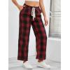 imageFloerns Womens Plaid Print Elastic Waist Sleepwear Pajama Bottom PantsBlack and Red