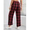 imageFloerns Womens Plaid Print Elastic Waist Sleepwear Pajama Bottom PantsBlack and Red