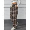 imageFloerns Womens Plaid Print Elastic Waist Sleepwear Pajama Bottom PantsBlue and Brown
