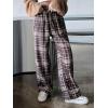 imageFloerns Womens Plaid Print Elastic Waist Sleepwear Pajama Bottom PantsBrown