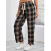 imageFloerns Womens Plaid Print Elastic Waist Sleepwear Pajama Bottom PantsBrown R