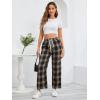 imageFloerns Womens Plaid Print Elastic Waist Sleepwear Pajama Bottom PantsBrown R