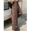 imageFloerns Womens Plaid Print Elastic Waist Sleepwear Pajama Bottom PantsDark Brown