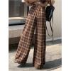 imageFloerns Womens Plaid Print Elastic Waist Sleepwear Pajama Bottom PantsDark Brown