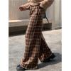 imageFloerns Womens Plaid Print Elastic Waist Sleepwear Pajama Bottom PantsDark Brown