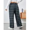 imageFloerns Womens Plaid Print Elastic Waist Sleepwear Pajama Bottom PantsGreen Multi
