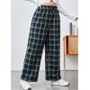 imageFloerns Womens Plaid Print Elastic Waist Sleepwear Pajama Bottom PantsGreen Multi
