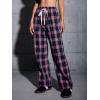 imageFloerns Womens Plaid Print Elastic Waist Sleepwear Pajama Bottom PantsPink