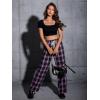 imageFloerns Womens Plaid Print Elastic Waist Sleepwear Pajama Bottom PantsPink