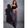 imageFloerns Womens Plaid Print Elastic Waist Sleepwear Pajama Bottom PantsPink