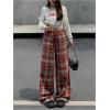 imageFloerns Womens Plaid Print Elastic Waist Sleepwear Pajama Bottom PantsRed Brown Multi