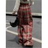 imageFloerns Womens Plaid Print Elastic Waist Sleepwear Pajama Bottom PantsRed Brown Multi