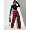 imageFloerns Womens Plaid Print Elastic Waist Sleepwear Pajama Bottom PantsRed Multi