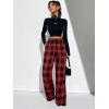 imageFloerns Womens Plaid Print Elastic Waist Sleepwear Pajama Bottom PantsRed Multi