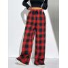 imageFloerns Womens Plaid Print Elastic Waist Sleepwear Pajama Bottom PantsRed Multi