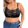 imageFloerns Womens Plus Size Double V Neck Wide Strap Floral Lace BraletteBlack Ink