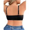 imageFloerns Womens Plus Size Double V Neck Wide Strap Floral Lace BraletteBlack Ink