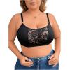imageFloerns Womens Plus Size Double V Neck Wide Strap Floral Lace BraletteBlack Ink