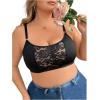 imageFloerns Womens Plus Size Double V Neck Wide Strap Floral Lace BraletteBlack Ink