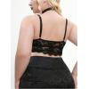 imageFloerns Womens Plus Size Double V Neck Wide Strap Floral Lace BraletteBlack Lace