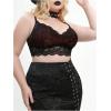 imageFloerns Womens Plus Size Double V Neck Wide Strap Floral Lace BraletteBlack Lace