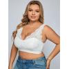 imageFloerns Womens Plus Size Double V Neck Wide Strap Floral Lace BraletteWhite