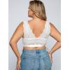 imageFloerns Womens Plus Size Double V Neck Wide Strap Floral Lace BraletteWhite