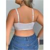 imageFloerns Womens Plus Size Double V Neck Wide Strap Floral Lace BraletteWhite Flower