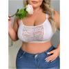 imageFloerns Womens Plus Size Double V Neck Wide Strap Floral Lace BraletteWhite Flower