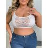 imageFloerns Womens Plus Size Double V Neck Wide Strap Floral Lace BraletteWhite Flower