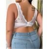 imageFloerns Womens Plus Size Double V Neck Wide Strap Floral Lace BraletteWhite Lace