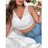 imageFloerns Womens Plus Size Double V Neck Wide Strap Floral Lace BraletteWhite Lace