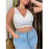 imageFloerns Womens Plus Size Double V Neck Wide Strap Floral Lace BraletteWhite Lace
