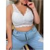 imageFloerns Womens Plus Size Double V Neck Wide Strap Floral Lace BraletteWhite Lace