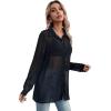 imageFloerns Womens Sheer Mesh Button Up Short Sleeve Shirt See Through Blouse TopsA Black