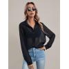 imageFloerns Womens Sheer Mesh Button Up Short Sleeve Shirt See Through Blouse TopsA Black