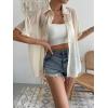 imageFloerns Womens Sheer Mesh Button Up Short Sleeve Shirt See Through Blouse TopsBeige