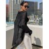 imageFloerns Womens Sheer Mesh Button Up Short Sleeve Shirt See Through Blouse TopsBlack Dull