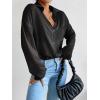 imageFloerns Womens Sheer Mesh Button Up Short Sleeve Shirt See Through Blouse TopsBlack Plain