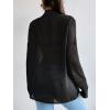 imageFloerns Womens Sheer Mesh Button Up Short Sleeve Shirt See Through Blouse TopsBlack Plain