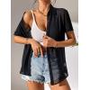 imageFloerns Womens Sheer Mesh Button Up Short Sleeve Shirt See Through Blouse TopsBlack Sheer