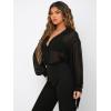 imageFloerns Womens Sheer Mesh Button Up Short Sleeve Shirt See Through Blouse TopsBlack Solid