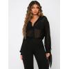 imageFloerns Womens Sheer Mesh Button Up Short Sleeve Shirt See Through Blouse TopsBlack Solid