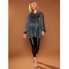 imageFloerns Womens Sheer Mesh Button Up Short Sleeve Shirt See Through Blouse TopsTeal Blue