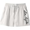 imageFloerns Mens Letter Graphic Print Drawstring Waist Workout Track ShortsWhite Cream