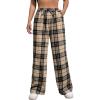 imageFloerns Womens Plaid Print Elastic Waist Sleepwear Pajama Bottom PantsApricot and Black