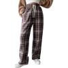 imageFloerns Womens Plaid Print Elastic Waist Sleepwear Pajama Bottom PantsBlue and Brown