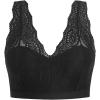 imageFloerns Womens Plus Size Double V Neck Wide Strap Floral Lace BraletteBlack