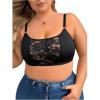 imageFloerns Womens Plus Size Double V Neck Wide Strap Floral Lace BraletteBlack Ink