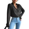 imageFloerns Womens Sheer Mesh Button Up Short Sleeve Shirt See Through Blouse TopsBlack Plain